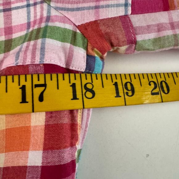 SAM TY Blazer 6 Madras‎ Plaid Patchwork Cotton Crystal Buttons Lined Preppy - Picture 13 of 14